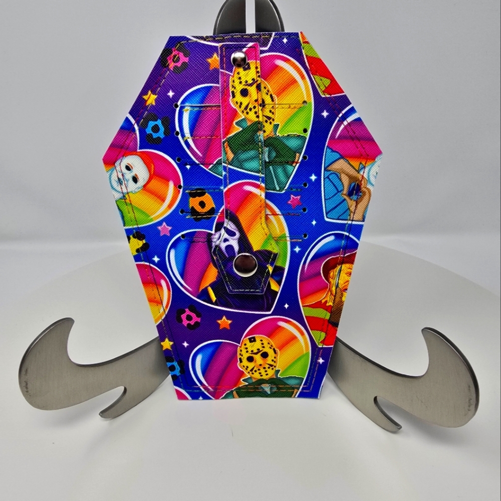 New Rainbow Heart Horror Killers Dirt Nap Coffin Shaped Slim Wallet Card Holder
